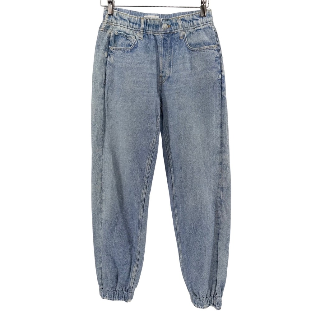 Rag & Bone Miramar Streetwear Jogger Pants Light Wash Denim Print Cotton Terry S - Picture 2 of 9